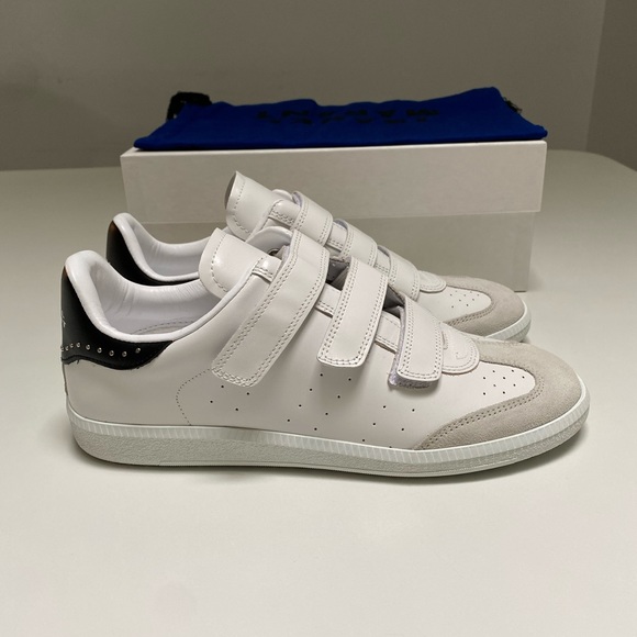 Isabel Marant Studded Classic Beth Sneaker in White/Black sz 40 New in Box - Picture 3 of 10